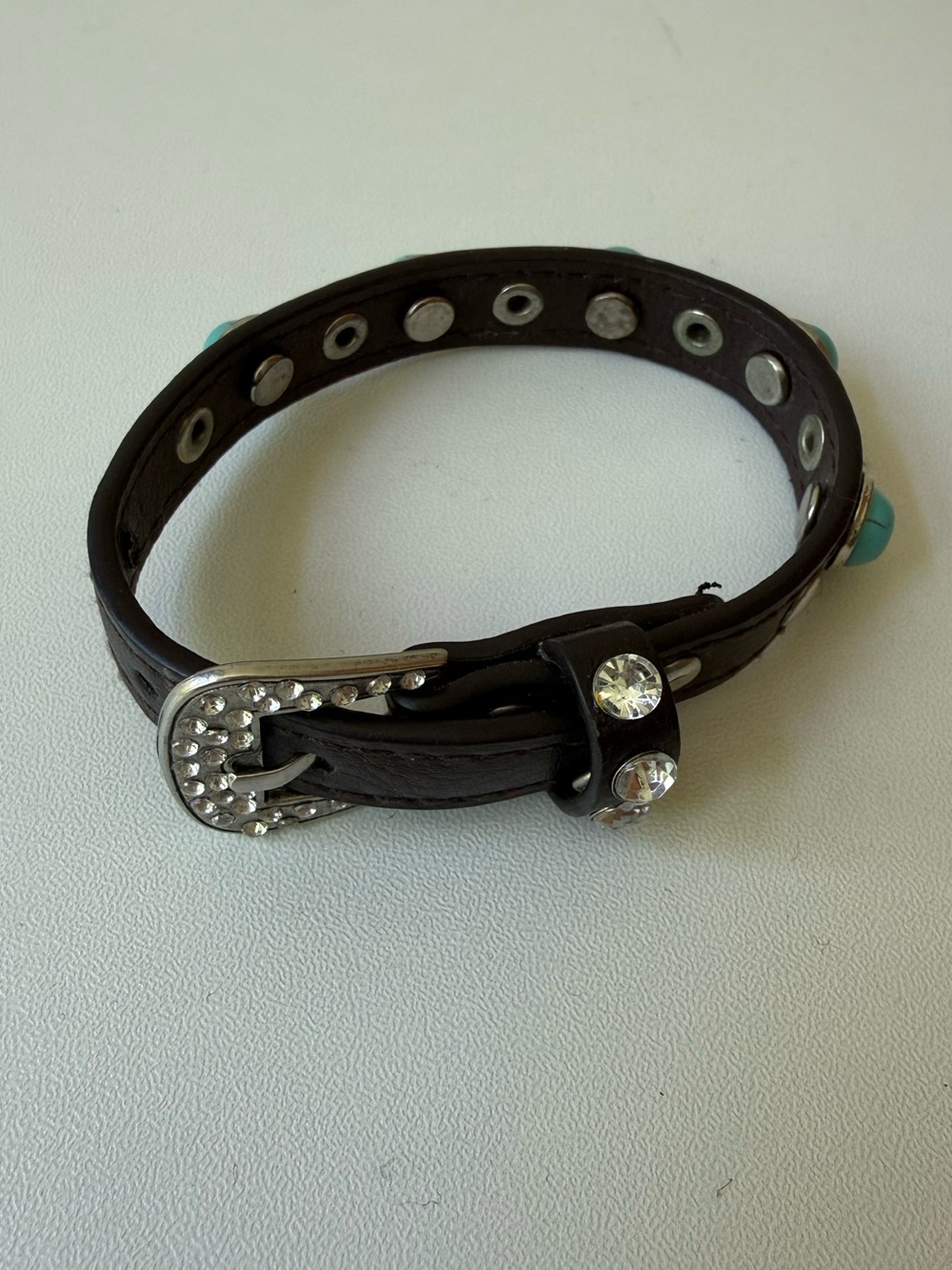 Women's Black Leather Crystal Accent Bracelet